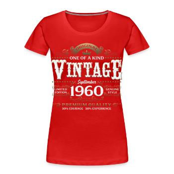 65th Birthday Vintage September Year 1960 - Women's Premium Organic T-Shirt - red - Front - Mia (176cm)