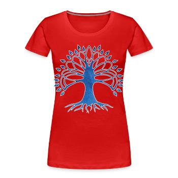 Baum des spirituellen Lebens und des Universums - Frauen Premium Bio T-Shirt - Rot - Vorne - Mia (176cm)