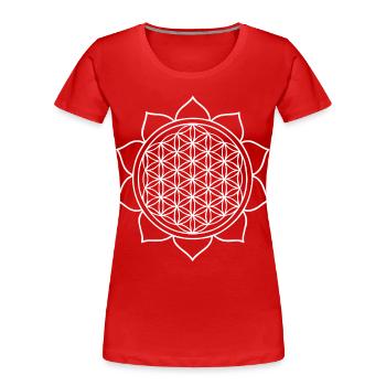 Achtsamkeit Affirmation Spirituelles Lebensblume - Frauen Premium Bio T-Shirt - Rot - Vorne - Mia (176cm)