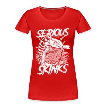 Ernsthaft über Blauzungenskinke Reptilienhalter - Frauen Premium Bio T-Shirt - Rot - Vorne - Mia (176cm)