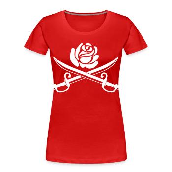Fleur blanche et épées croisées - T-shirt bio Premium Femme - rouge - Devant - Mia (176cm)