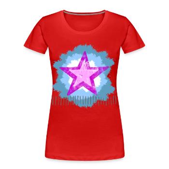 Leuchtender Pinker Stern im Aquarellstil - Frauen Premium Bio T-Shirt - Rot - Vorne - Mia (176cm)