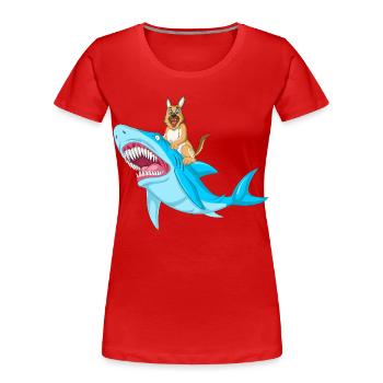 Balade en requin berger allemand - T-shirt bio Premium Femme - rouge - Devant - Mia (176cm)