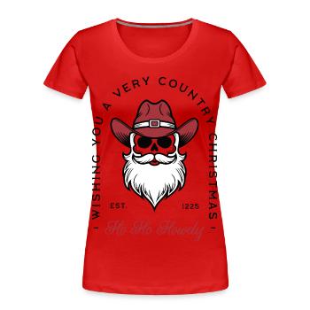 Pays Noël voeux Père Noël chapeau de cowboy Creepmas - T-shirt bio Premium Femme - rouge - Devant - Mia (176cm)