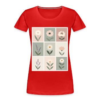 Motifs floraux aux couleurs pastel douces - T-shirt bio Premium Femme - rouge - Devant - Mia (176cm)