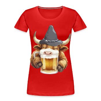 Volksfest Bulle with Beer Glass Beer Festival Beer Tent - Women's Premium Organic T-Shirt - red - Front - Mia (176cm)