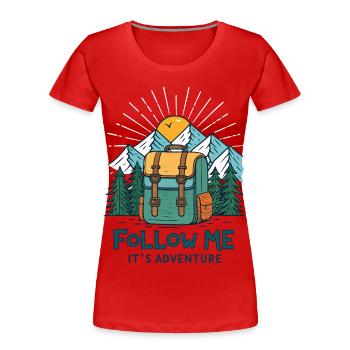 Abenteuer Berge Erkundungsrucksack - Frauen Premium Bio T-Shirt - Rot - Vorne - Mia (176cm)