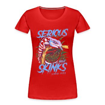 Sérieux au sujet des scinques à langue bleue depuis 1958 - T-shirt bio Premium Femme - rouge - Devant - Mia (176cm)