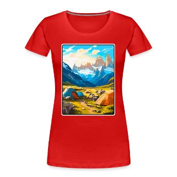 Affiche de voyage vintage Paine Grande Chile Paysage urbain - T-shirt bio Premium Femme - rouge - Devant - Mia (176cm)