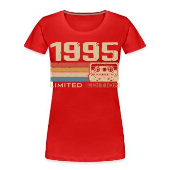 Légendes 1995 Millésime 1995 Jubilé 1995 vintage  - T-shirt bio Premium Femme - rouge - Devant - Mia (176cm)