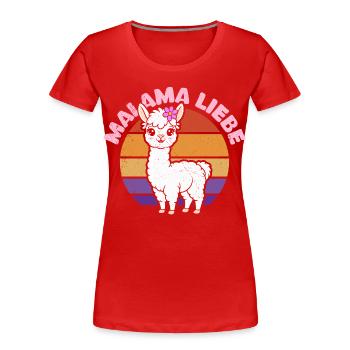 Soon to be Mom MALAMA LOVE Retro Funny - Women's Premium Organic T-Shirt - red - Front - Mia (176cm)