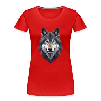 Loup géométrique - T-shirt bio Premium Femme - rouge - Devant - Mia (176cm)