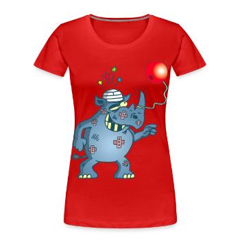 Rhinocéros et bilboquet - T-shirt bio Premium Femme - rouge - Devant - Mia (176cm)