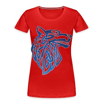 Loup viking et ciel étoilé - T-shirt bio Premium Femme - rouge - Devant - Mia (176cm)