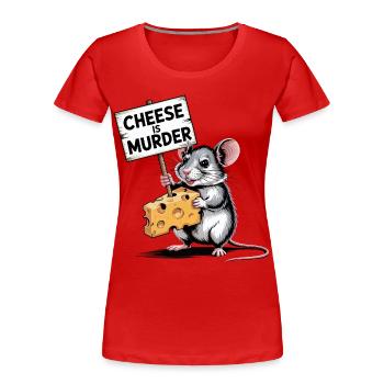 Cheese Is Murder Mouse - Women's Premium Organic T-Shirt - red - Front - Mia (176cm)