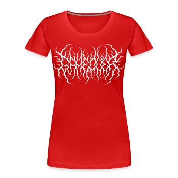 Death Metal Game Over Text Shirt - Frauen Premium Bio T-Shirt - Rot - Vorne - Mia (176cm)