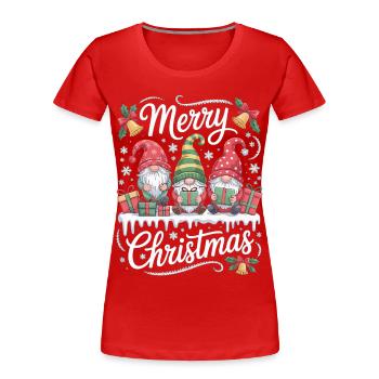 T-shirt de Noël avec trois gnomes - T-shirt bio Premium Femme - rouge - Devant - Mia (176cm)
