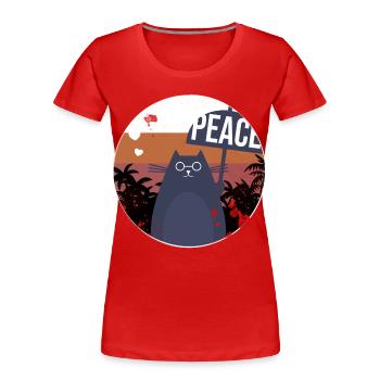 Katze Vintage Design Geschenk - Frauen Premium Bio T-Shirt - Rot - Vorne - Mia (176cm)