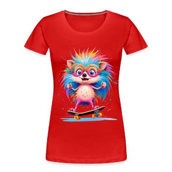 Colorful Skate Hedgehog - Women's Premium Organic T-Shirt - red - Front - Mia (176cm)
