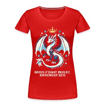 Bosskampf-Musik | Drache Pixel Art - Women's Premium Organic T-Shirt - red - Front - Mia (176cm)