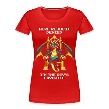 Liebling des Entwicklers | Drache - Frauen Premium Bio T-Shirt - Rot - Vorne - Mia (176cm)