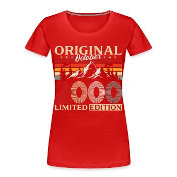 25e anniversaire Original Octobre Année 2000 - T-shirt bio Premium Femme - rouge - Devant - Mia (176cm)