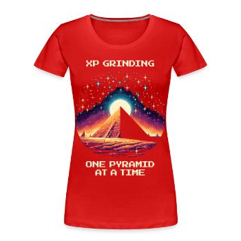 XP Grind: Pyramid by Pyramid | Egypt RPG - Women's Premium Organic T-Shirt - red - Front - Mia (176cm)