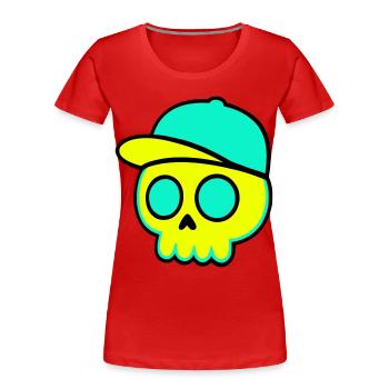Casquette fluo Streetwear - T-shirt bio Premium Femme - rouge - Devant - Mia (176cm)
