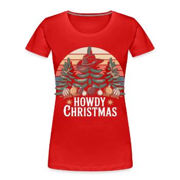 Salut Noël – Cowboy Weihnachten - T-shirt bio Premium Femme - rouge - Devant - Mia (176cm)
