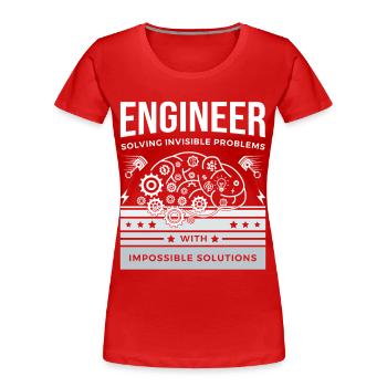 INGENIEUR – Unsichtbare Probleme lösen T-Shirt - Frauen Premium Bio T-Shirt - Rot - Vorne - Mia (176cm)