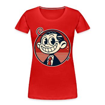 Funny little retro comic man - Women's Premium Organic T-Shirt - red - Front - Mia (176cm)