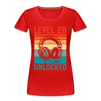 Level 28 Years Unlocked - 28th Anniversary Gamer - Women's Premium Organic T-Shirt - red - Front - Mia (176cm)