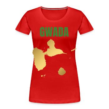 GWADA Golden Map West Indies T-shirt - Women's Premium Organic T-Shirt - red - Front - Mia (176cm)
