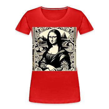 Renaissance Portrait in Ornamental Style - Women's Premium Organic T-Shirt - red - Front - Mia (176cm)