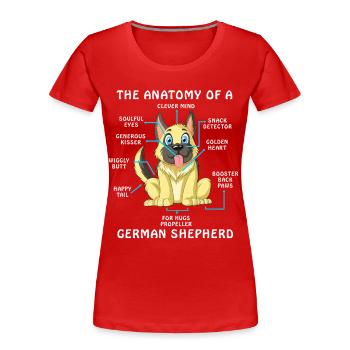 Anatomy of A German Shepherd - Women's Premium Organic T-Shirt - red - Front - Mia (176cm)