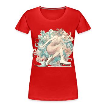 Schlittschuhlaufen Frau Art Nouveau Geschenk - Women's Premium Organic T-Shirt - red - Front - Mia (176cm)