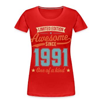 Awesome Since 1991 - Women's Premium Organic T-Shirt - red - Front - Mia (176cm)