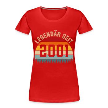 Legendär seit 2001 – Jahrgang 2001 - Frauen Premium Bio T-Shirt - Rot - Vorne - Mia (176cm)