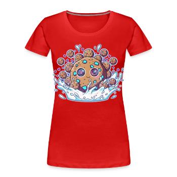 Cookie in Milch im Weltraum - Frauen Premium Bio T-Shirt - Rot - Vorne - Mia (176cm)