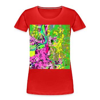 Neonfarbene Stadt-Vibes - Frauen Premium Bio T-Shirt - Rot - Vorne - Mia (176cm)