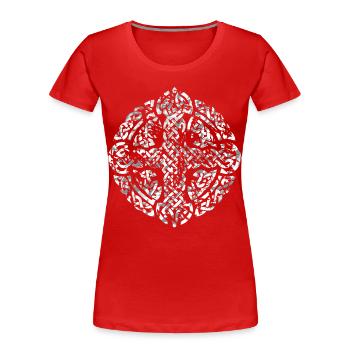 Keltisches Kreuz - Frauen Premium Bio T-Shirt - Rot - Vorne - Mia (176cm)