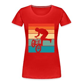 Bmx Retro Bmx Fahrrad - Frauen Premium Bio T-Shirt - Rot - Vorne - Mia (176cm)