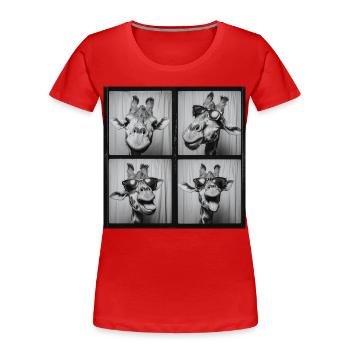Lunettes de soleil girafe drôle Photo Booth - T-shirt bio Premium Femme - rouge - Devant - Mia (176cm)
