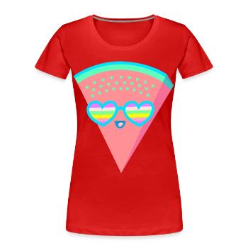 Cool Melon Heart Sunglasses 80s 90s Retro - Women's Premium Organic T-Shirt - red - Front - Mia (176cm)