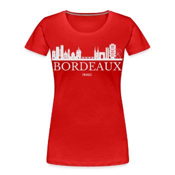 Silhouette de Bordeaux, Bordeaux France - T-shirt bio Premium Femme - rouge - Devant - Mia (176cm)