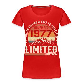 November 1977 Einzigartiger Retro-Geburtstag - Frauen Premium Bio T-Shirt - Rot - Vorne - Mia (176cm)