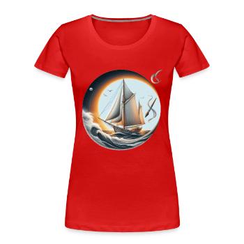 Sailing Circle at Sunset - Women's Premium Organic T-Shirt - red - Front - Mia (176cm)