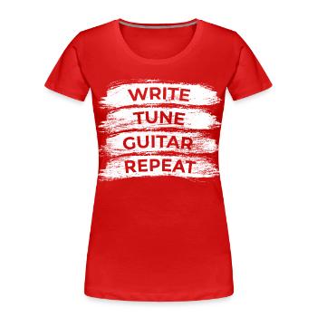 Gitarrenspieler Routine - Frauen Premium Bio T-Shirt - Rot - Vorne - Mia (176cm)