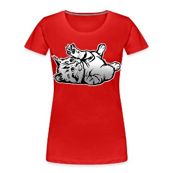 Verspielte Katze  - Frauen Premium Bio T-Shirt - Rot - Vorne - Mia (176cm)