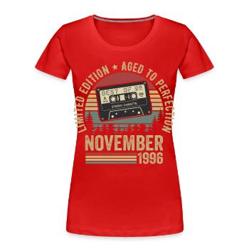 Novembre 1996 - T-shirt bio Premium Femme - rouge - Devant - Mia (176cm)